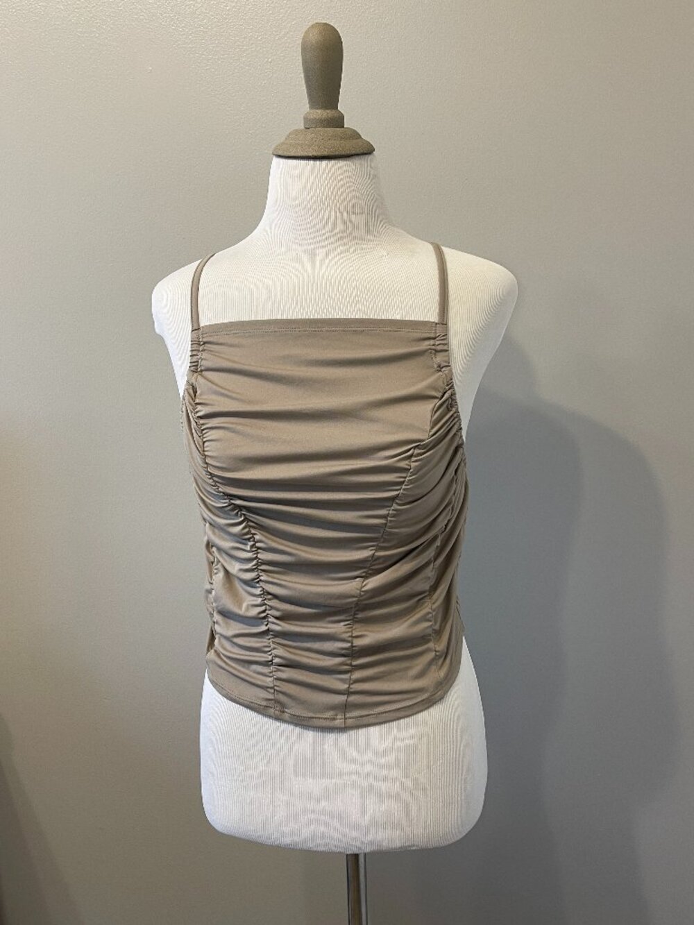 FP Movement Ruched Tank Top, Size M, Tan/Mushroom